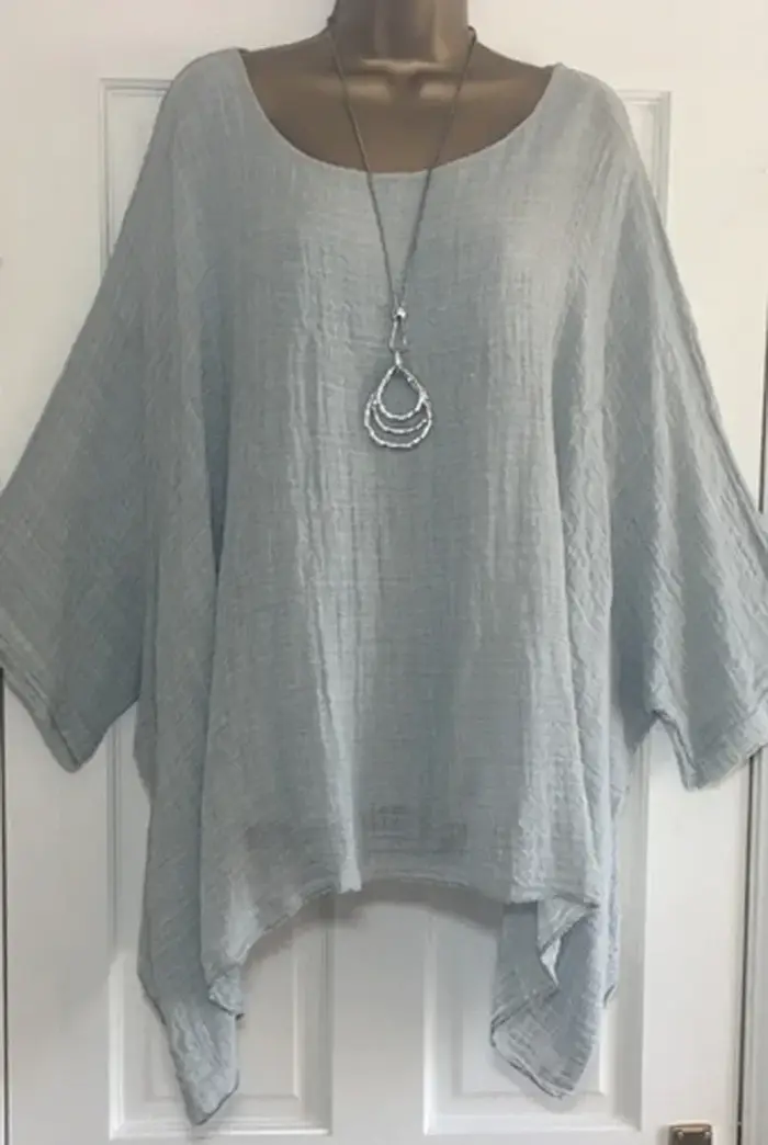 2024 femmes t-shirts grande taille 5XL T-Shirt lin col rond décontracté chemise ample été automne nouveau solide chauve