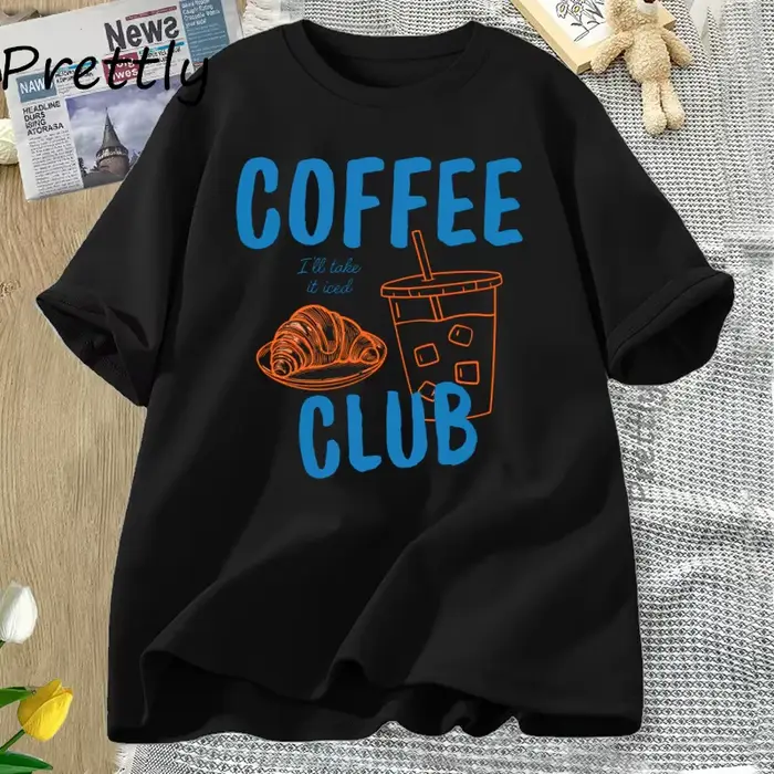 T-shirt femme glacé café Club T-shirt femmes café amant rétro café T-shirt à la mode coton à manches