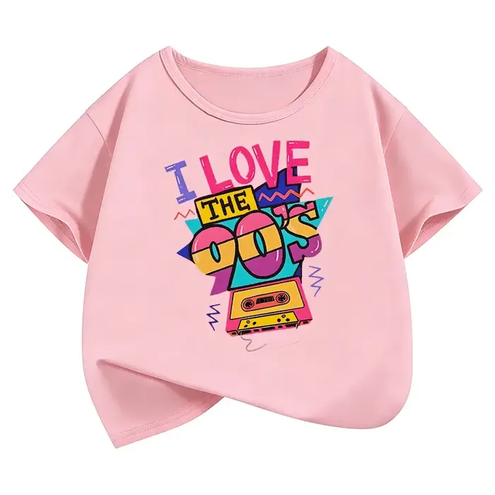 T-shirts vintage amusants « I Love The 90s » à manches courtes Y2K pour enfants
