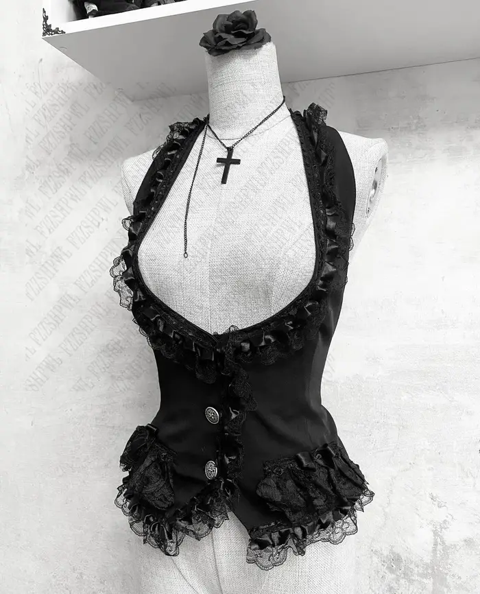 Débardeur Punk en dentelle Y2K