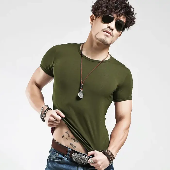 Nouveau T-shirt Homme 2026 – Hauts à Col en V Manches Courtes