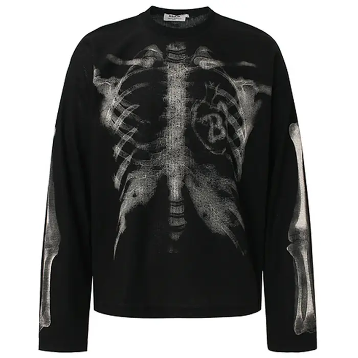 Squelette graphique T-shirts hommes Streetwear Harajuku Hip Hop surdimensionné T-shirts à manches lo