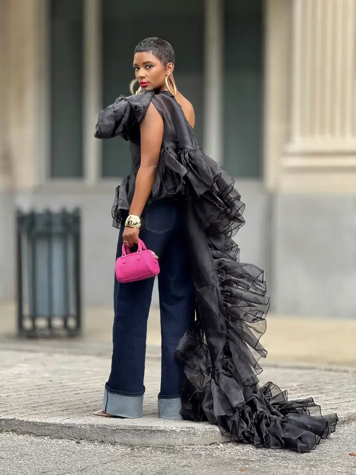 Haut Long asymétrique asymétrique noir pour femmes