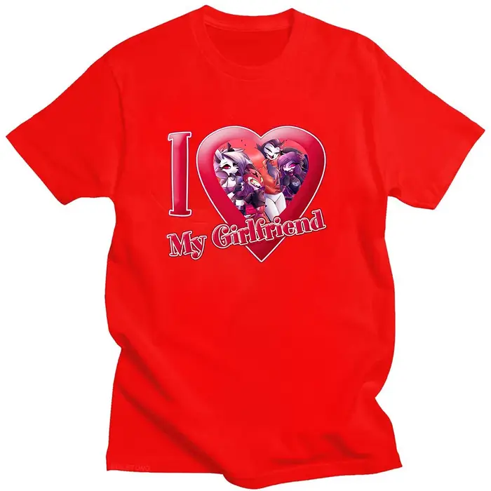 Hellubodiva-T-shirt en coton à col rond imprimé dessin animé, T-shirt Anime, T-shirt Kawaii Harajuku, I Love My Girlfriend, Vêtements mignons