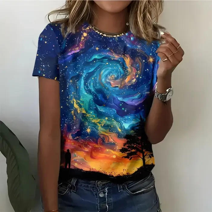 T-shirt manches courtes col rond femme
