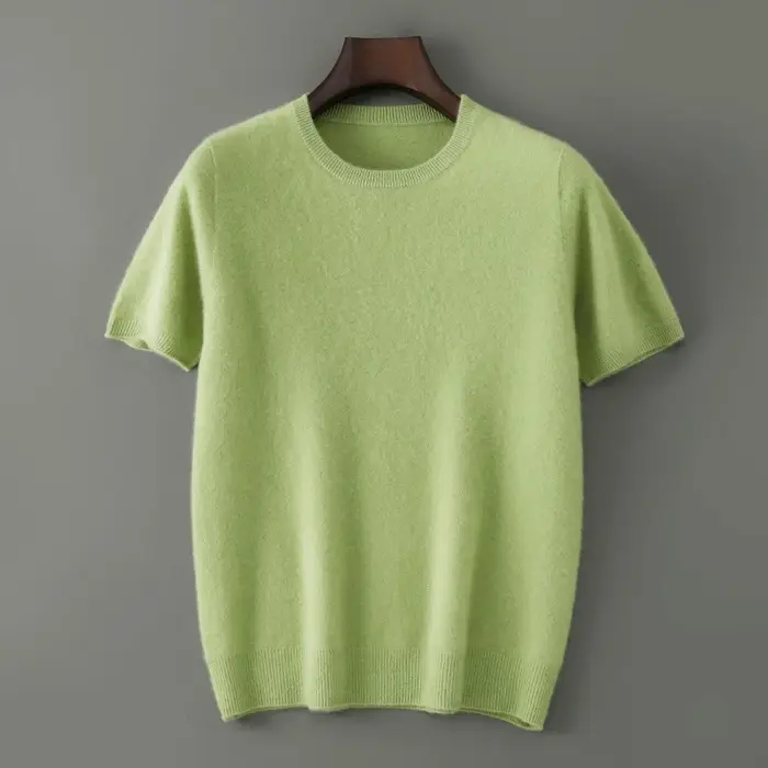 Lancement du nouveau produit: pull tricoté à manches courtes et col rond pour hommes, 100% laine mér