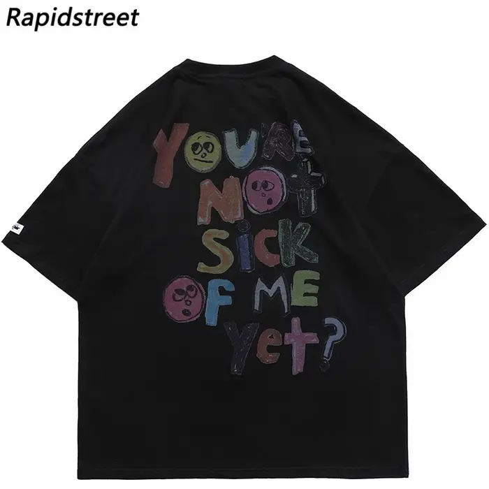 Hommes T-Shirt surdimensionné Hip Hop Streetwear peinture lettre coeur arc-en-ciel anges graphique