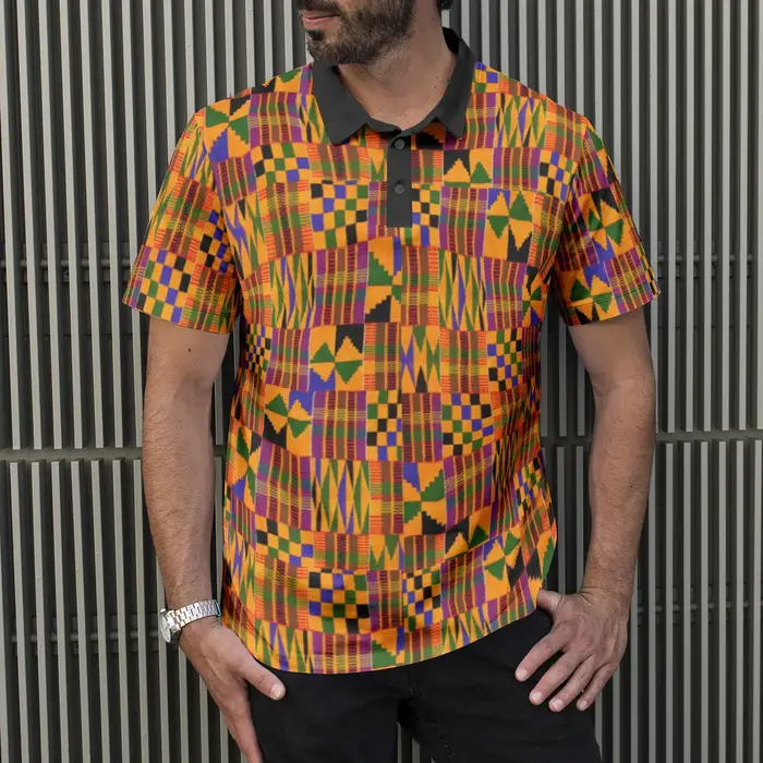 Polo pour homme en tissu imprimé africain Kente_ Style classique coloré 2026