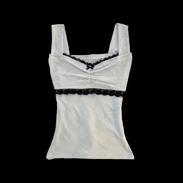Débardeur monochrome en dentelle esthétique pour femme