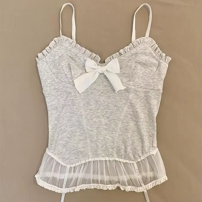 Kawaii débardeur femmes blanc dentelle Camisole Sexy Chic dentelle débardeur avec bretelles réglable