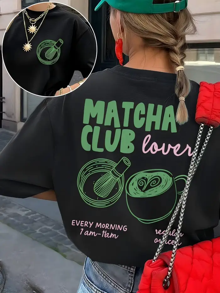 T-shirt graphique Matcha Club Lover pour femme