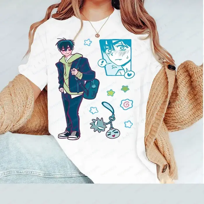 T-shirt graphique Alien de dessin animé Anime Y2K pour femme, 100% Coton, à manches courtes, Vêtemen