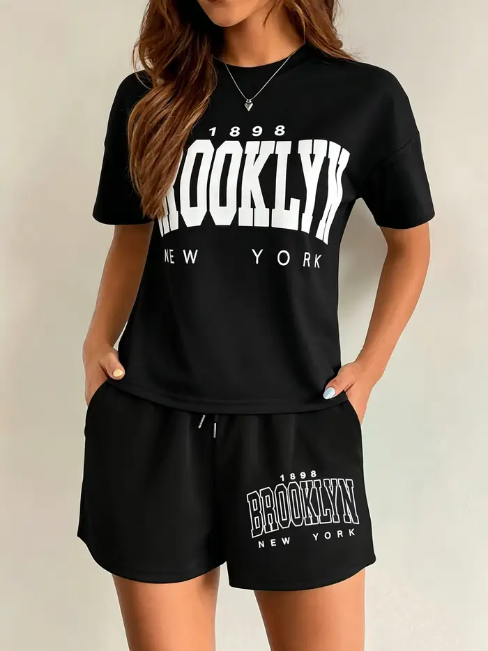 Ensemble t-shirt et short à manches courtes pour femmes