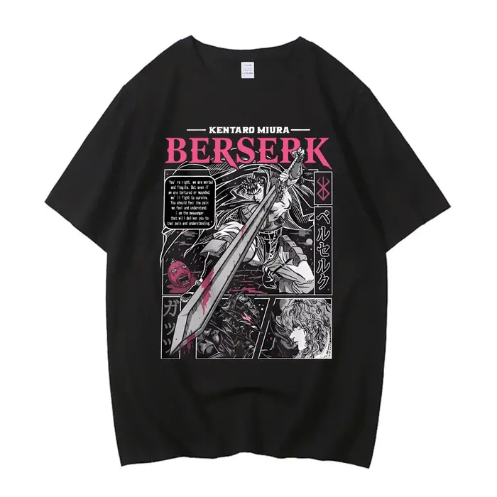 Berserk T-shirt bande Guts Berserker armure horreur Anime coton haute qualité à manches courtes