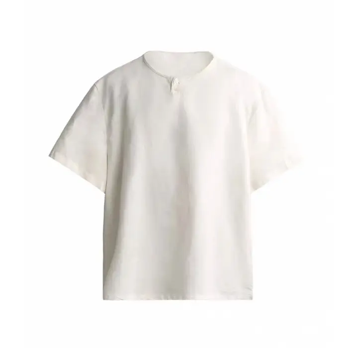 T-shirt Homme Col Rond Manches Courtes en Coton Chanvre Couleur Unie Coupe Ample Haute Qualité Nouvelle Collection 2026