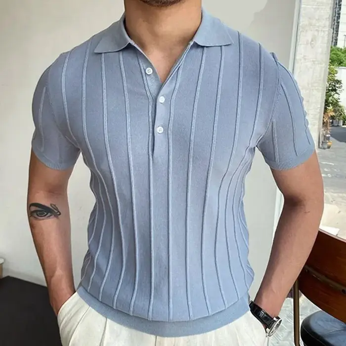 Polo à manches courtes pour hommes avec col à revers