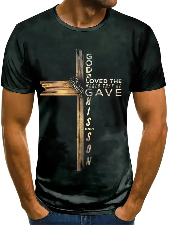 T-shirt à manches courtes imprimé 3D pour hommes
