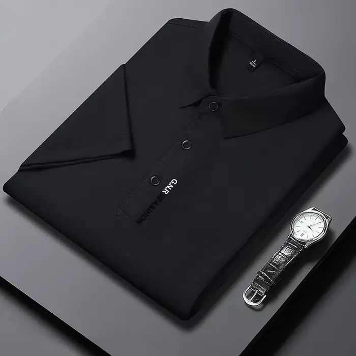Polo à manches courtes pour hommes, couleur unie, respirant, confortable, élastique, nouvel arrivage