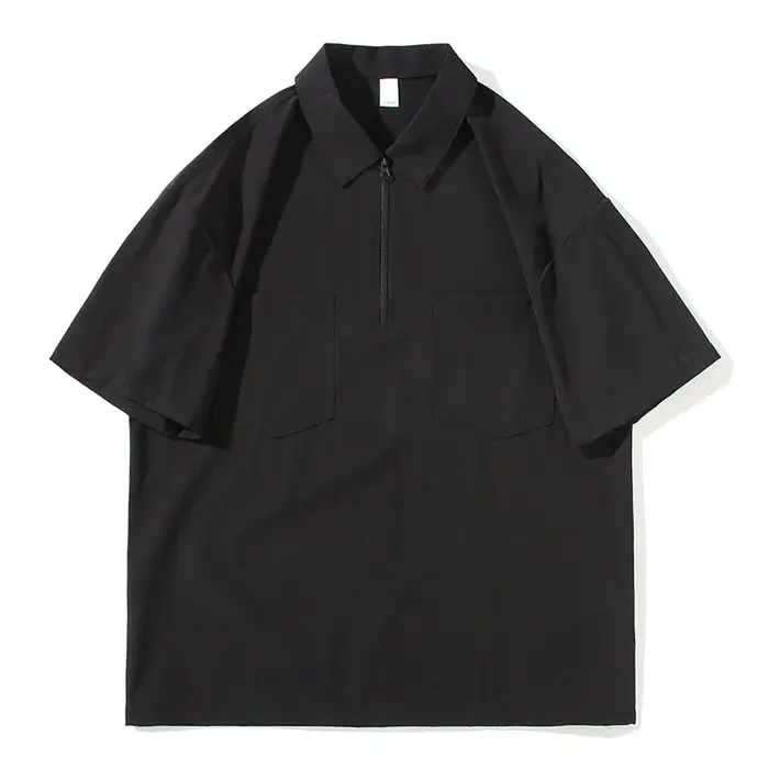 Polo homme à demi-zip et double poche, nouvelle collection été 2026, coupe ample, col à revers, manc