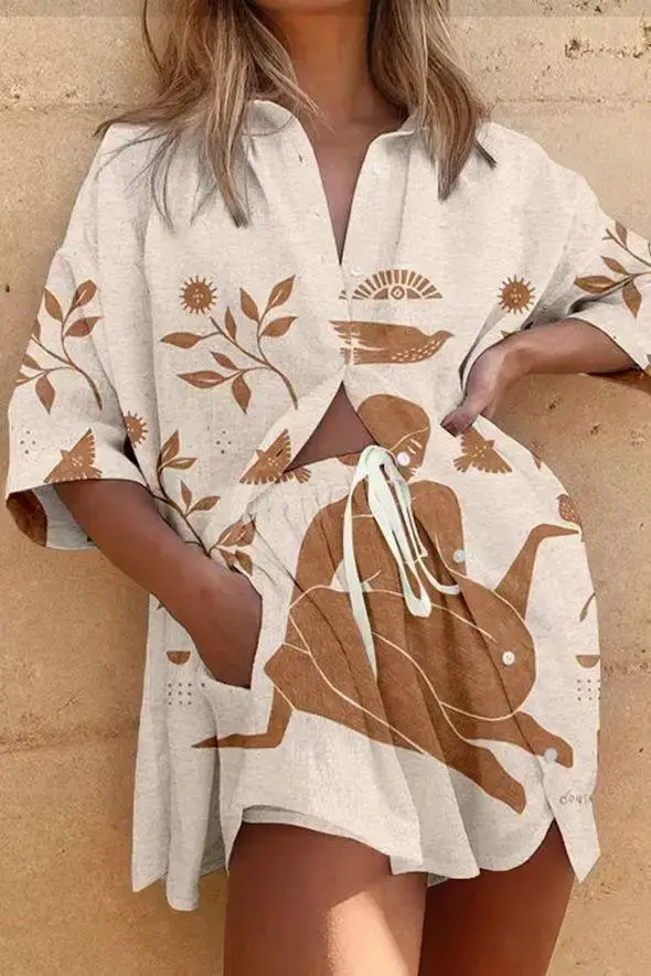 Ensemble T-shirt et Short à manches courtes pour femmes