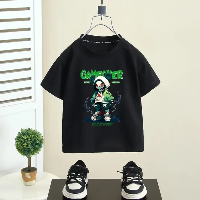 T-shirt à manches courtes pour garçons et filles de 4 à 6 ans, vêtements d'été pour enfants de 7 à 1