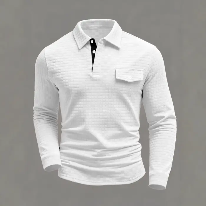 Polo classique pour hommes, Design décontracté quotidien, avec motif d'échiquier, poches plaquées su