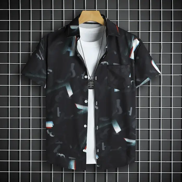Haut à manches courtes imprimé géométrique cool pour hommes, faites une déclaration avec notre haut