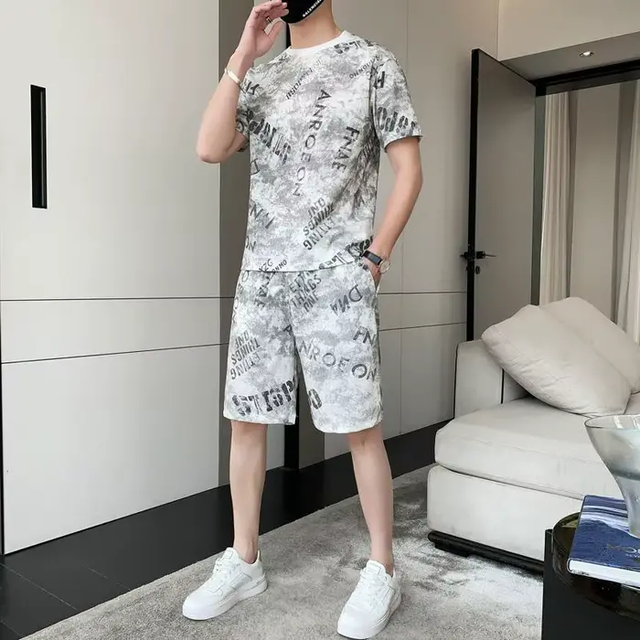 Ensemble t-shirt et pantalon pour homme, tenue de sport, Jogging, basique, bon marché, survêtement i