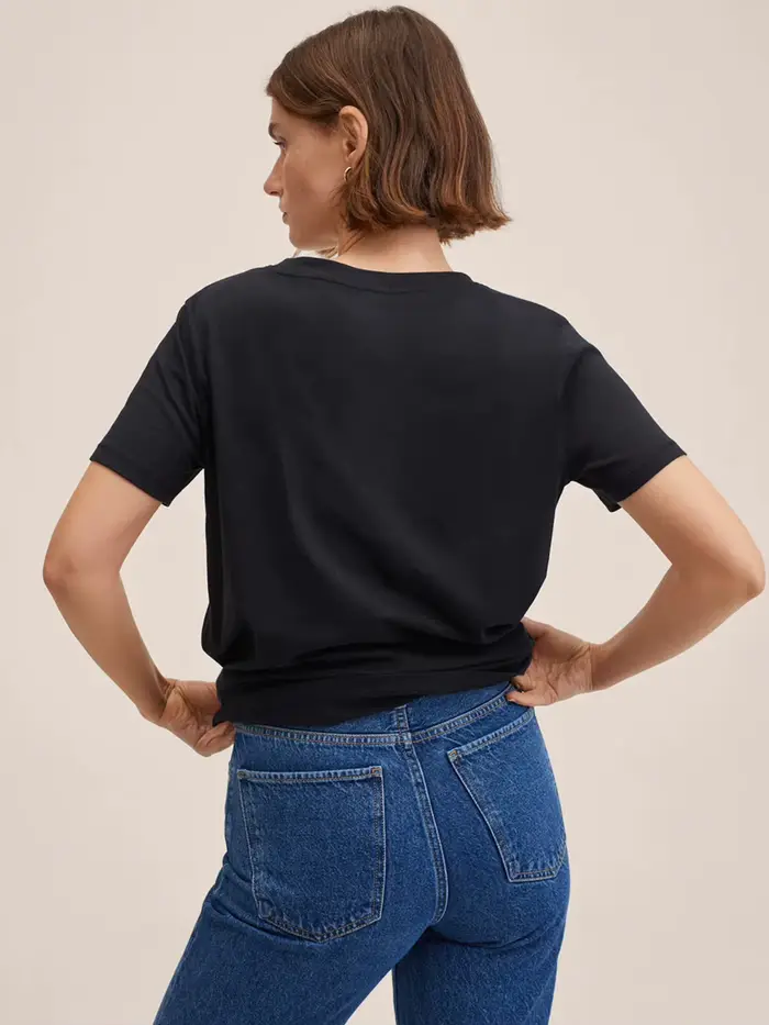 Dlife Fold-T-shirt cool à manches tombantes pour femmes, t-shirt en coton imprimé simple et décontra