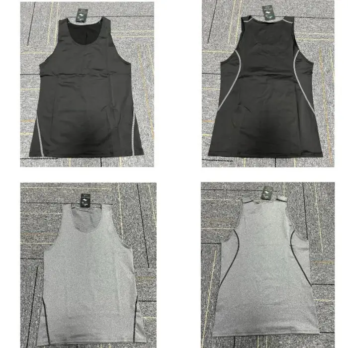 Nouveau T-shirt extensible ajusté sans manches pour hommes
