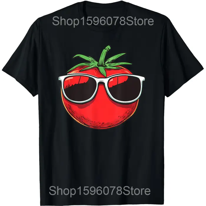 T-shirts graphiques amusants avec motif de tomates pour hommes et femmes, en pur coton, humoristique
