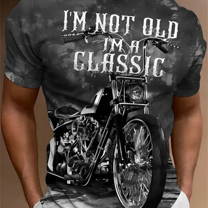 T-shirt de moto hommes impression 3D à manches courtes Vintage classiques