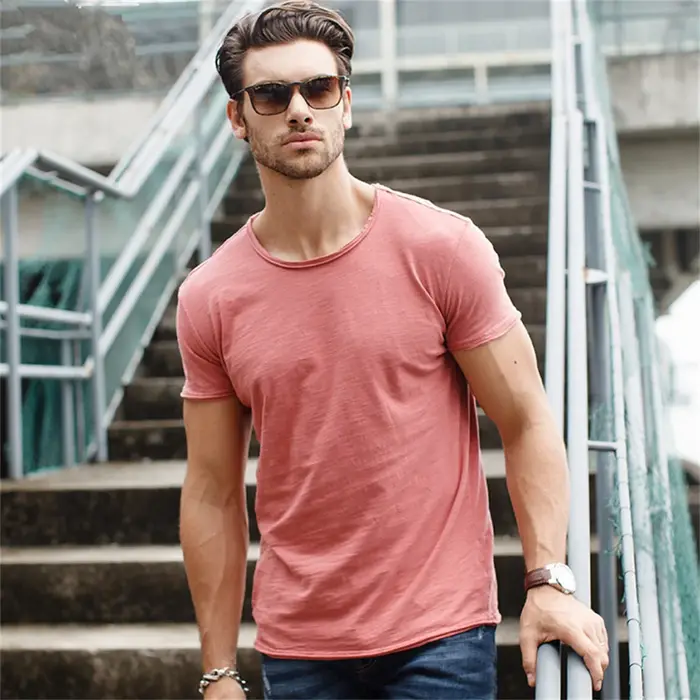 100% coton hommes T-shirt décontracté doux Fitness été mince T-shirts hommes vêtements de maison col