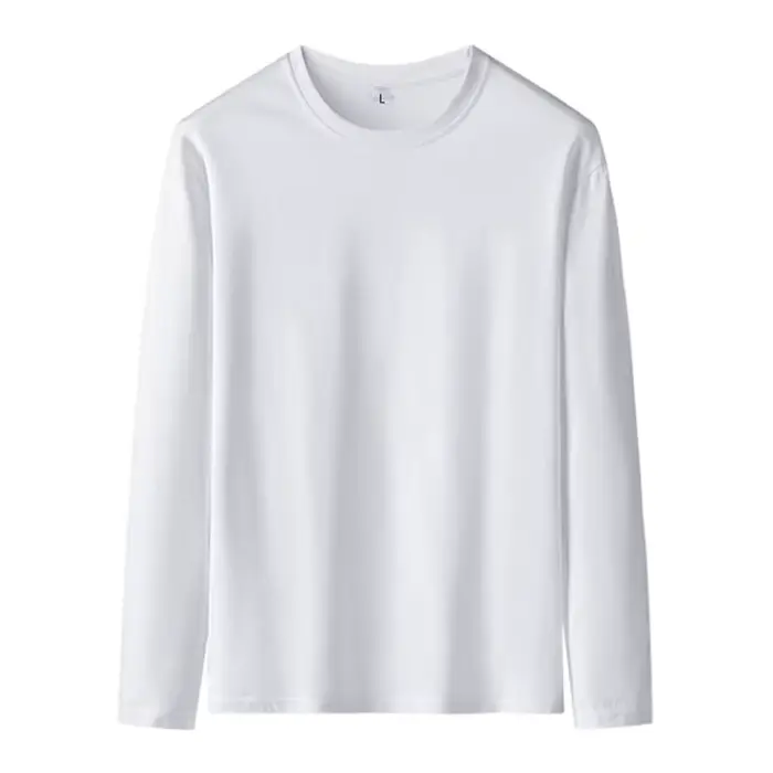 MRMT 2026 T-shirt Homme 180g en Coton Pur Couleur Unie Manches Longues Col Rond Ample Basique