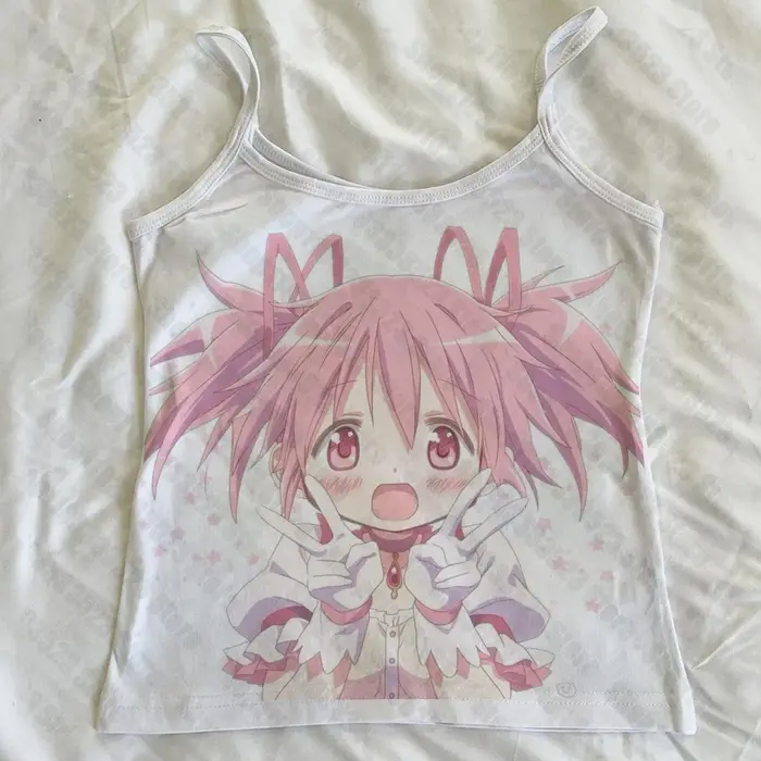 Kawaii filles femmes ajustement bébé réservoir Y2k Style impression gilet Emo filles Vintage graphiq