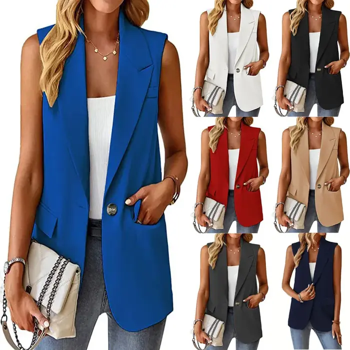 2025 femmes sans manches Blazer gilet décontracté bureau