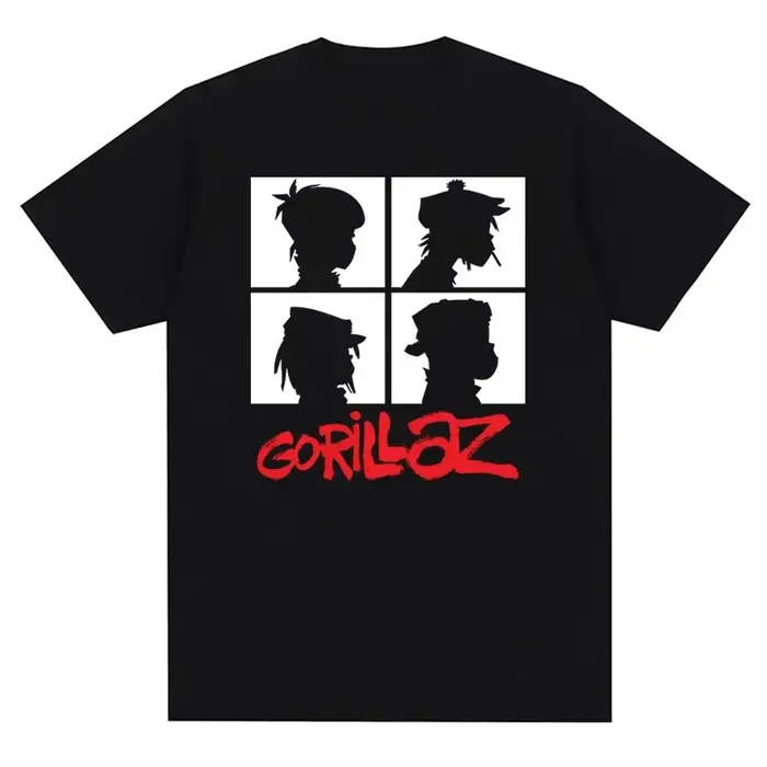 Groupe de musique Gorillazs Punk Rock imprimé t-shirt années 90 décontracté mode manches courtes grande taille