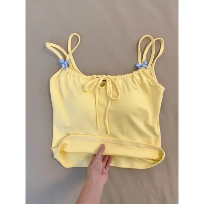 Débardeur jaune pour femme avec coussinets de poitrine