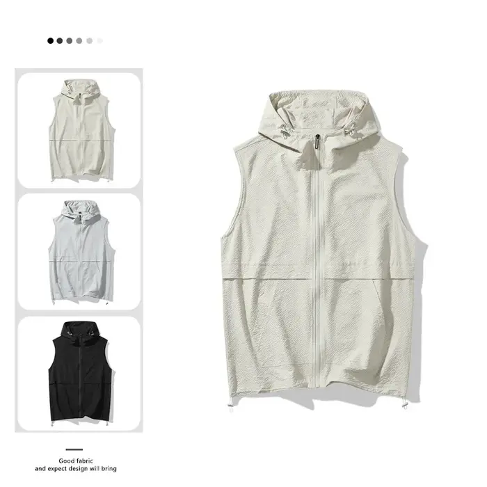 Vêtements de travail américains gilet sans manches veste pour hommes 2025 été nouvelle mode en plein air à capuche sport