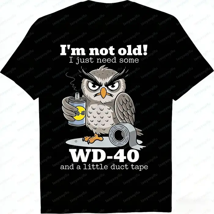 T-shirt graphique décontracté pour hommes, à la mode, à manches courtes, avec motif hibou, « Je ne s