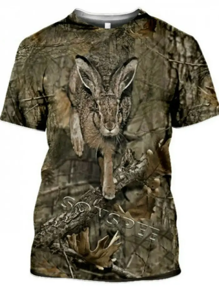 Nouveau T-Shirt homme chasse Animal impression 3D été Camouflage à manches courtes drôle hauts décontracté quotidien en plein air rue vêtements pour hommes