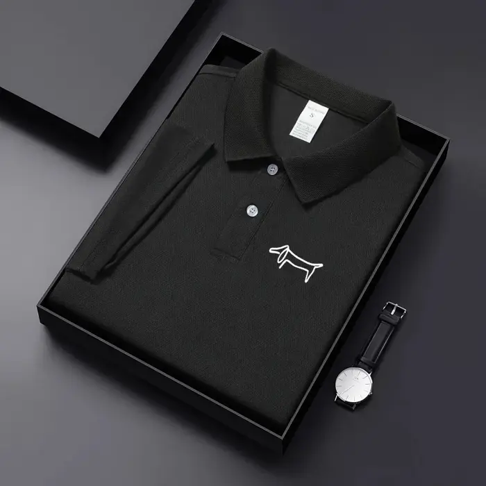 Nouveau T-shirt décontracté à col pour homme en tissu respirant de couleur unie, idéal pour le golf,