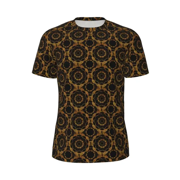 T-shirt de sport pour hommes, rétro Mandala, Harajuku, imprimé Floral doré, été, col rond, vêtements