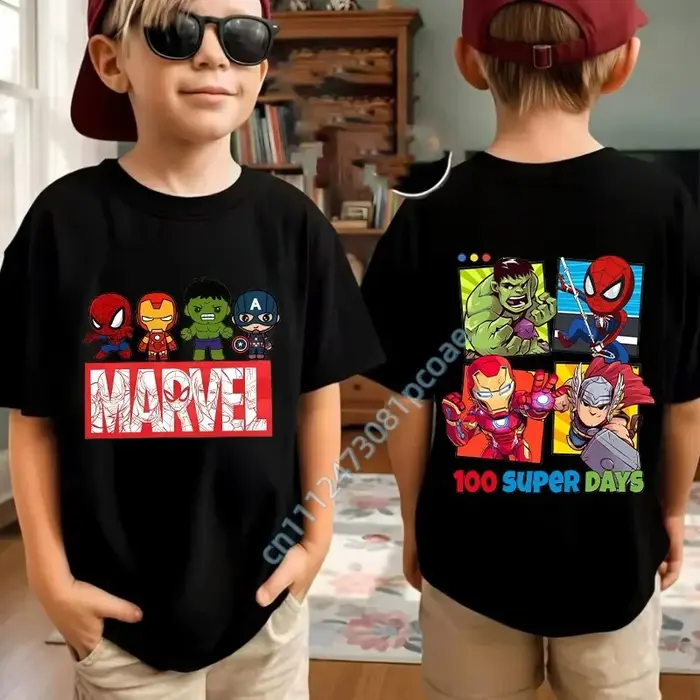 T-shirts décontractés à manches courtes et col rond pour enfants