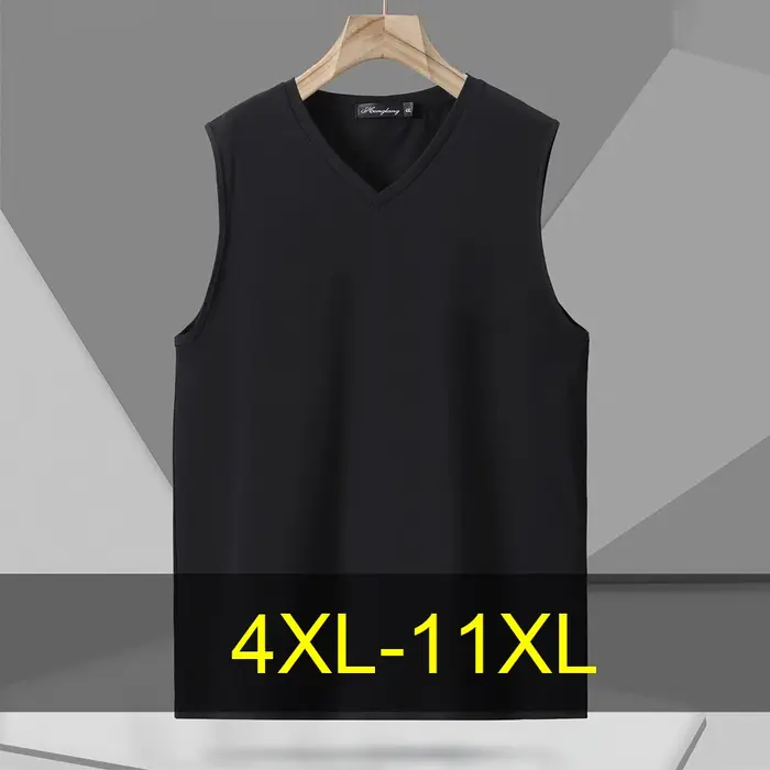 Black White Solid Color Tank Tops Men 10XL 11XL Plus Size