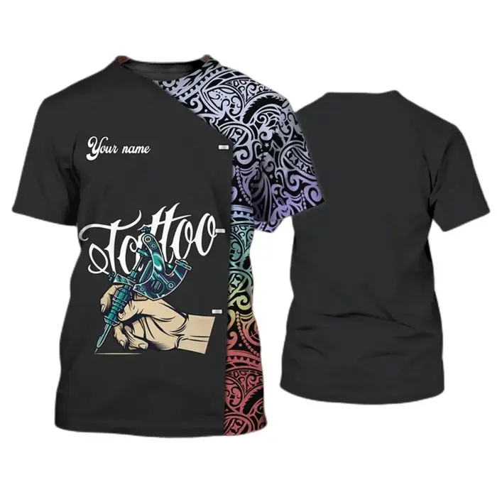 Mode tatouage artiste T-shirts vêtements de travail été décontracté nom personnalisé à manches courtes 3D imprimé