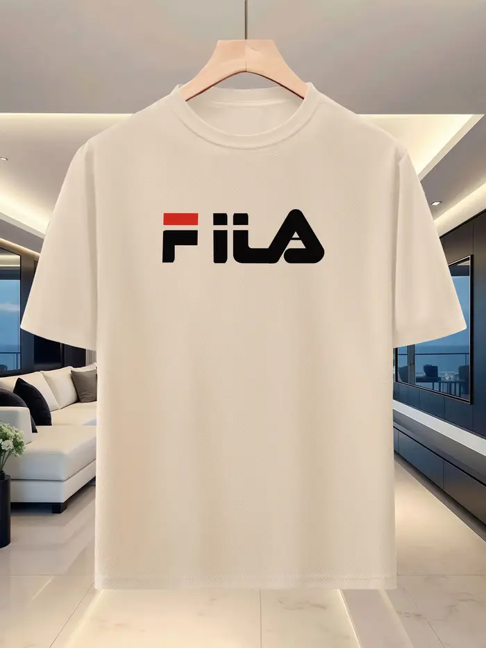 T-shirt imprimé d'été pour hommes - tissu respirant - décontracté à col rond et manches courtes - haut de sport pour la course et le fitness