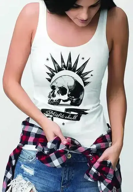 Misfit crâne gothique mignon réservoir femmes mode maillot de corps singlet esthétique féministe style de rue vêtement sans manches kawaii haut t-shirt