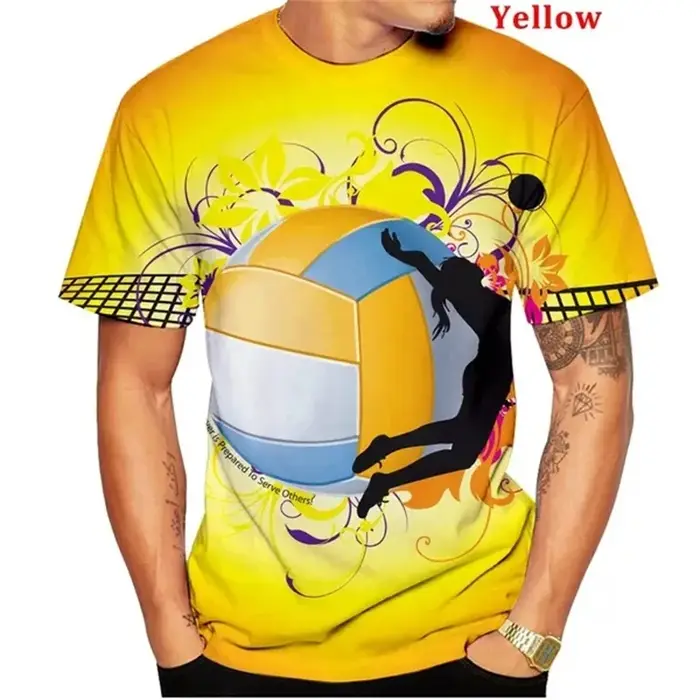 T-shirt à motif de sport de volley-ball pour adultes et enfants, t-shirt à manches courtes, t-shirt