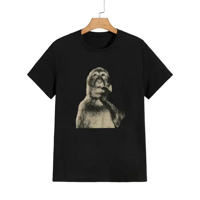 Drôle singe hommes T-shirt printemps été quotidien décontracté mode à manches courtes haut col en o Streetwear mâle maison en plein air confort hauts
